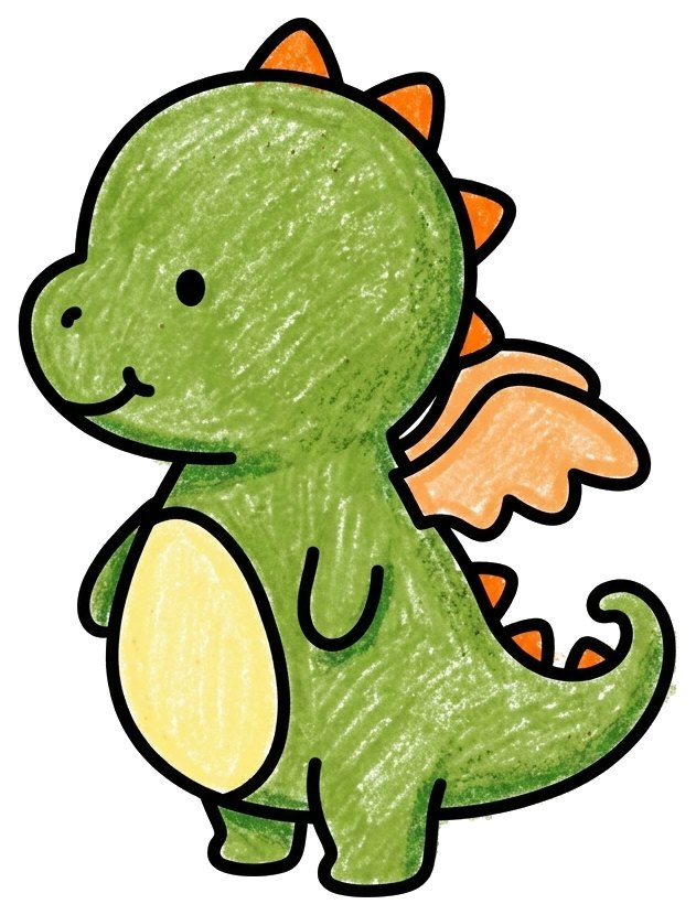 Baby dragon, colored in