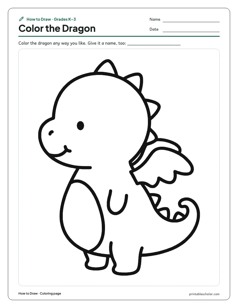 Baby dragon: Coloring Page worksheet preview