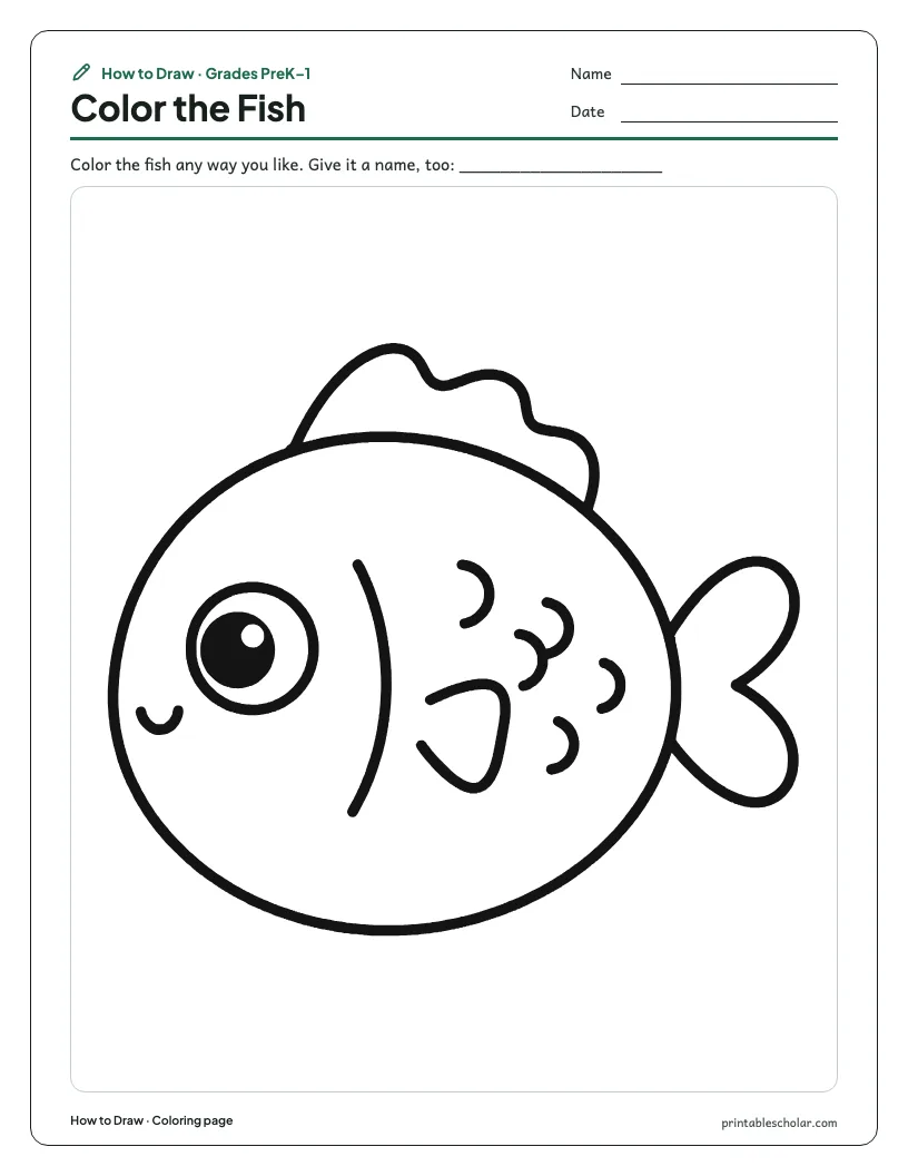 Easy fish: Coloring Page worksheet preview