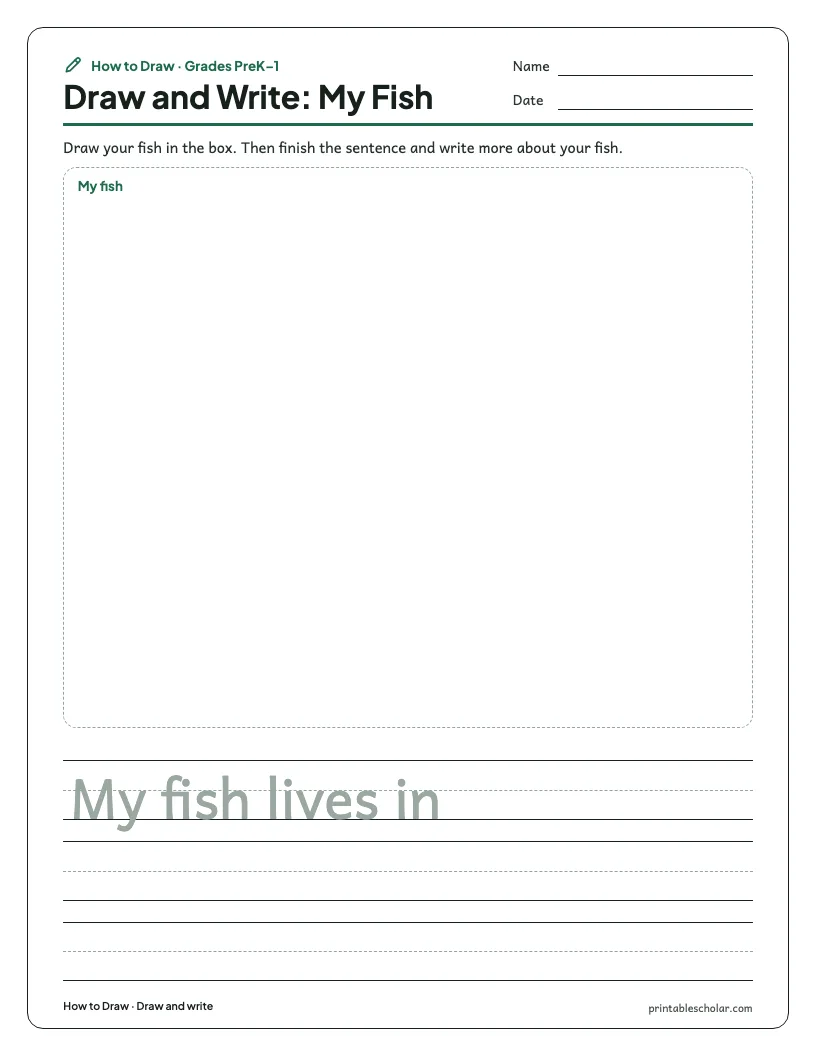 Easy fish: Draw and Write worksheet preview