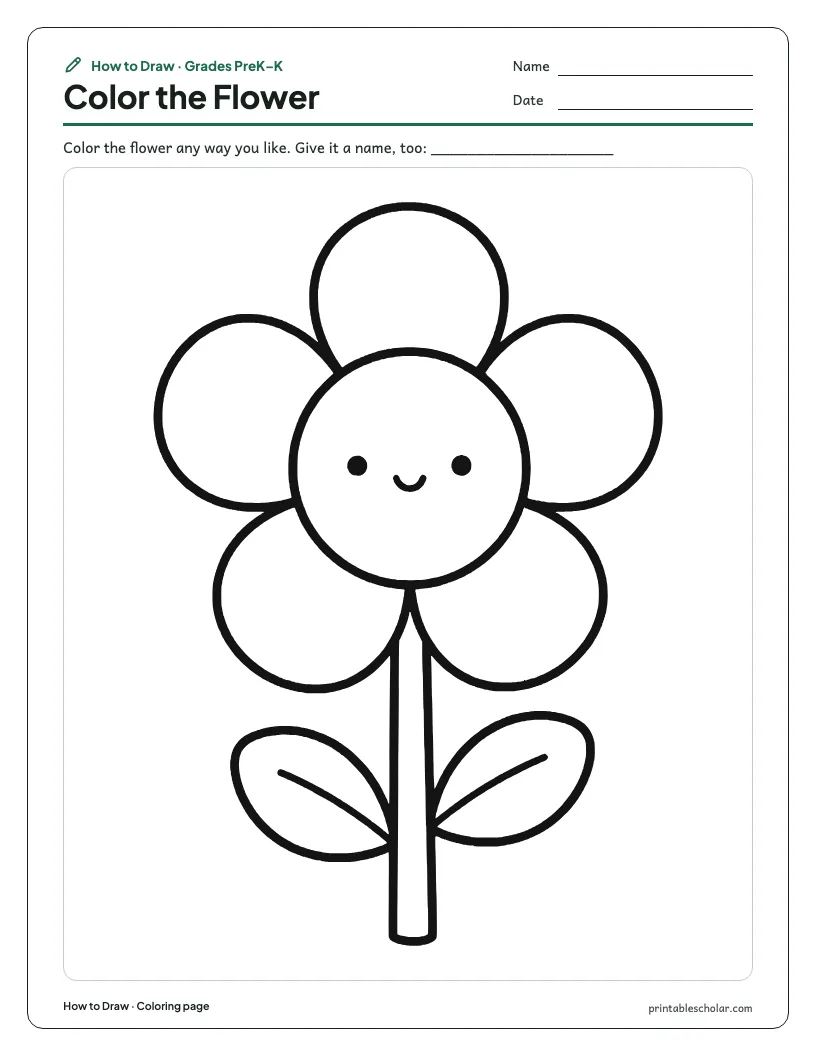 Easy flower: Coloring Page worksheet preview