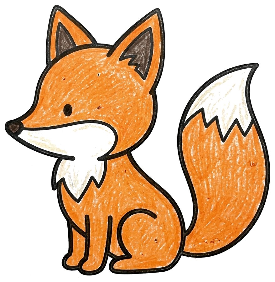 Cute fox, colored in