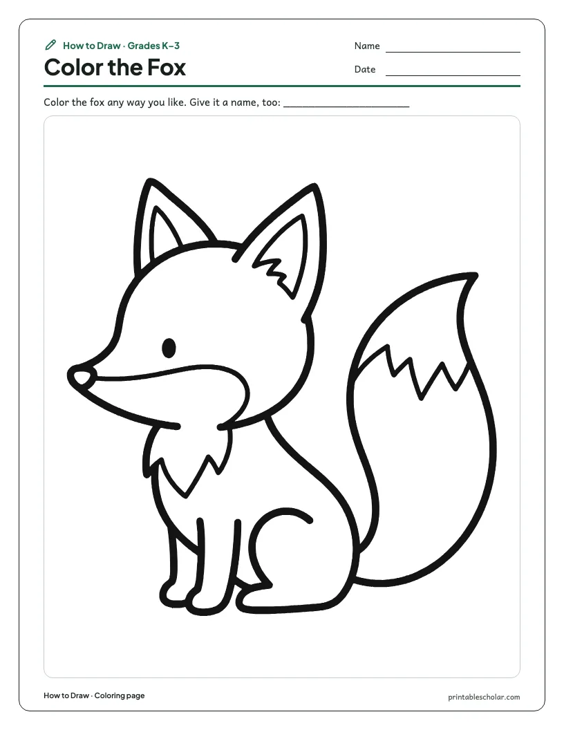 Cute fox: Coloring Page worksheet preview