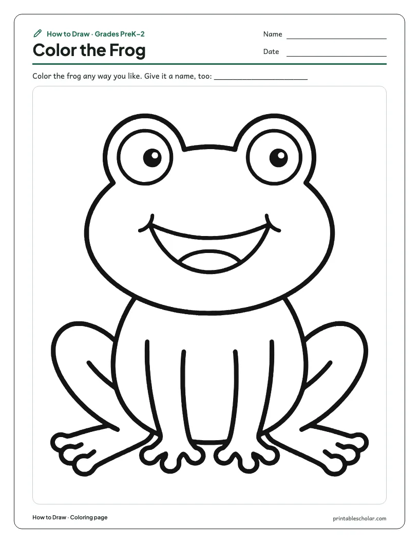 Cute frog: Coloring Page worksheet preview