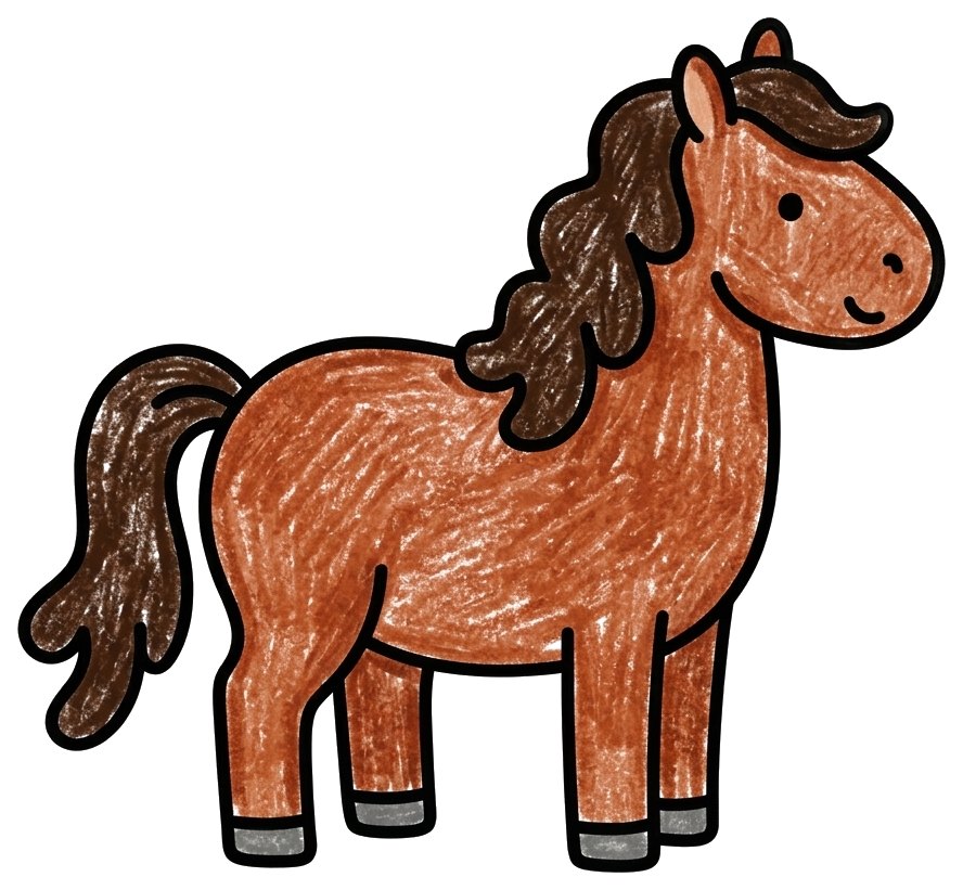 Cute horse, colored in