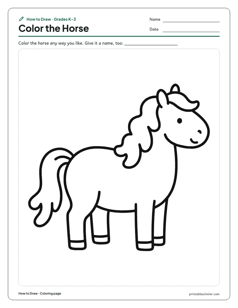 Cute horse: Coloring Page worksheet preview