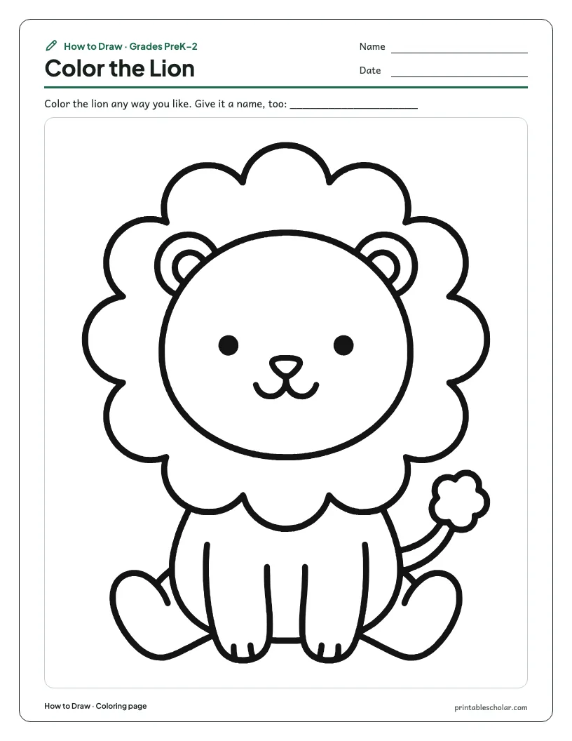 Cute lion: Coloring Page worksheet preview