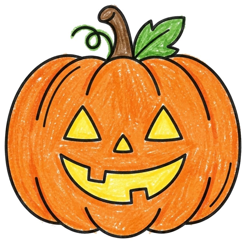 Jack-o-lantern pumpkin, colored in
