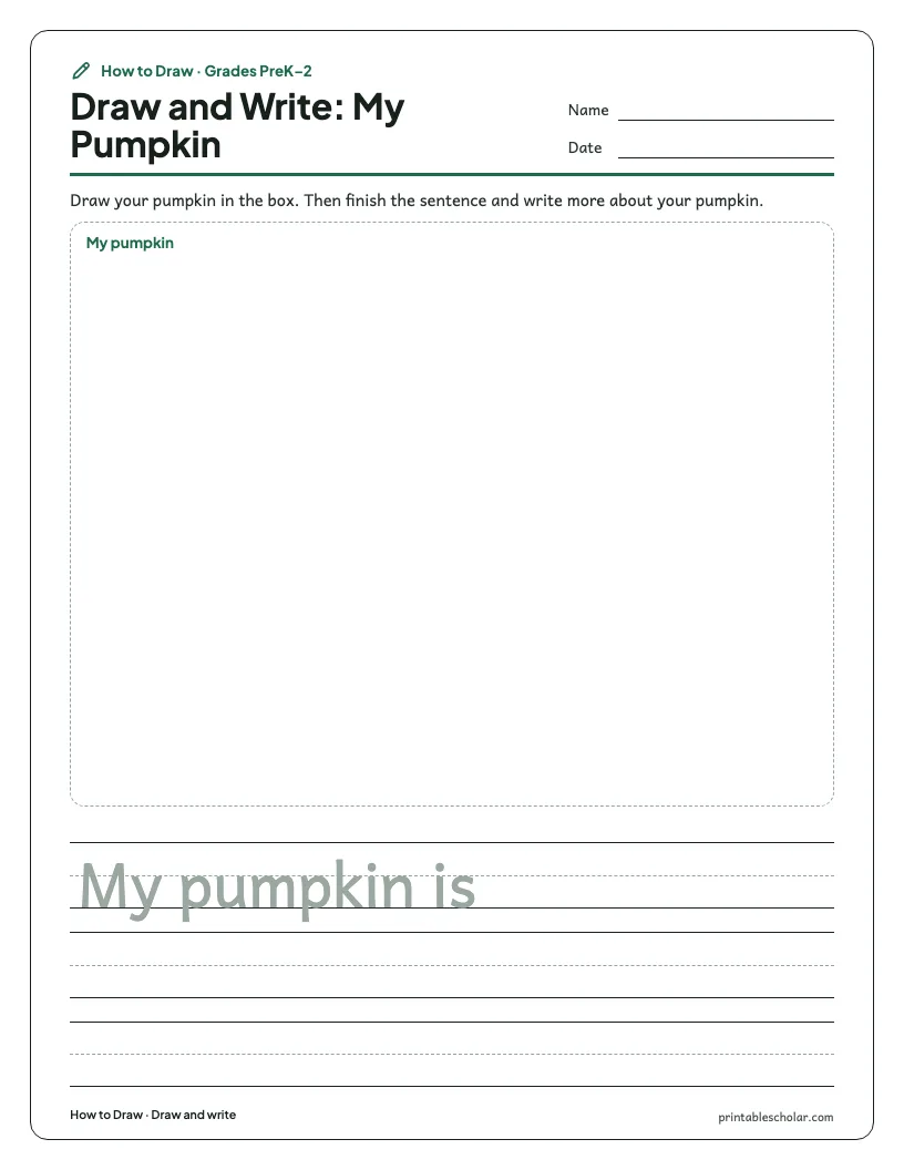 Jack-o-lantern pumpkin: Draw and Write worksheet preview