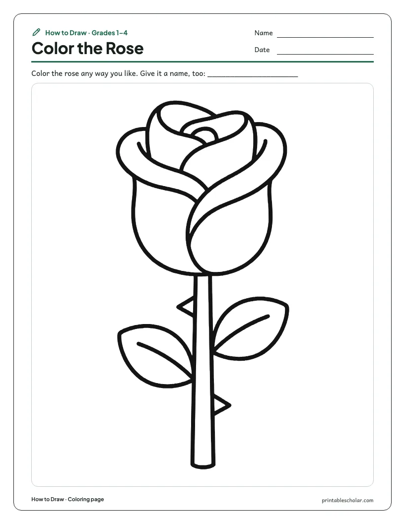 Easy rose: Coloring Page worksheet preview