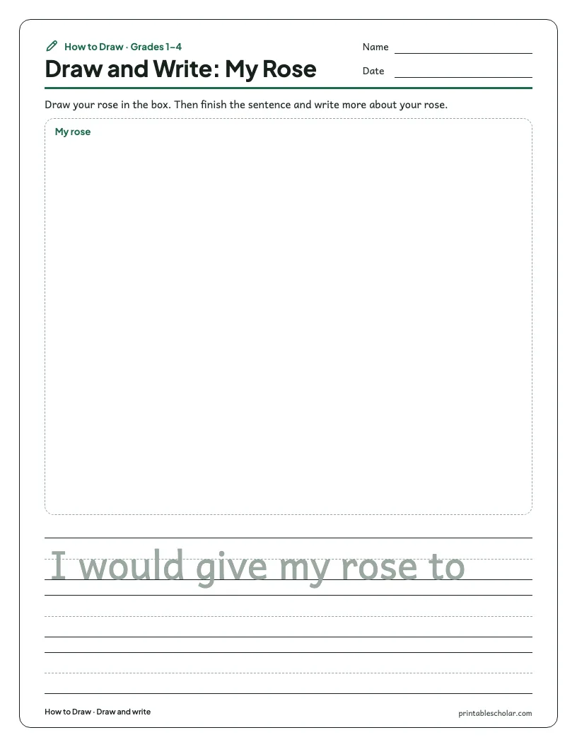 Easy rose: Draw and Write worksheet preview