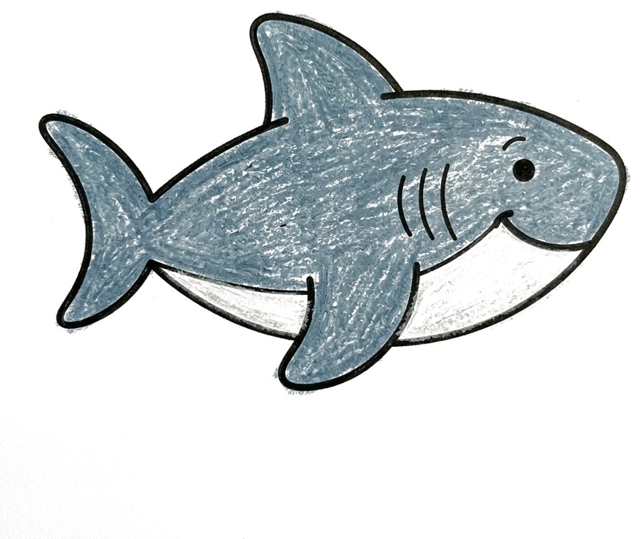 Friendly shark, colored in
