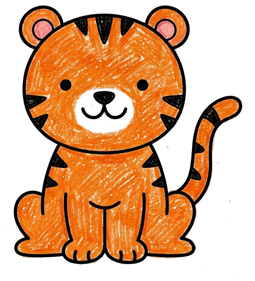 Cute tiger, colored in