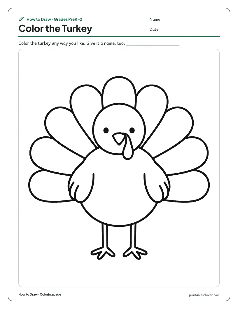 Thanksgiving turkey: Coloring Page worksheet preview