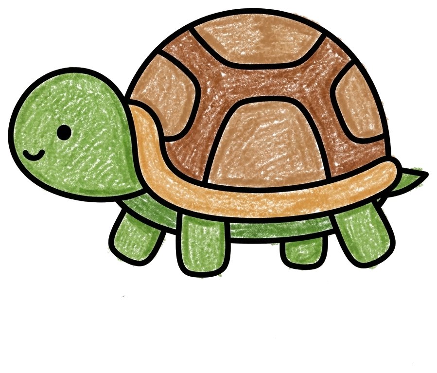 Cute turtle, colored in
