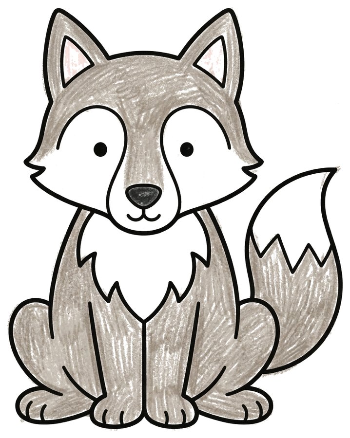 Cute wolf, colored in