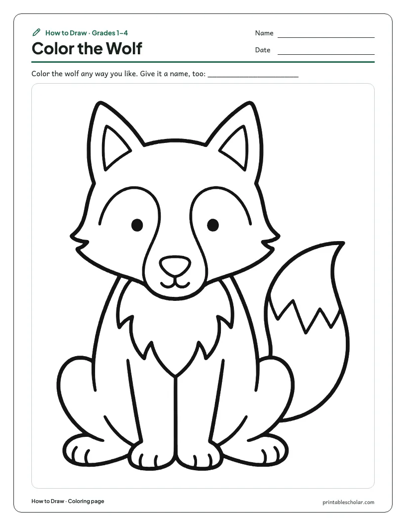 Cute wolf: Coloring Page worksheet preview