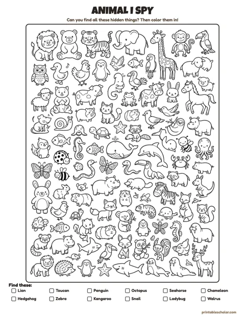 Free Printable Animal I Spy
