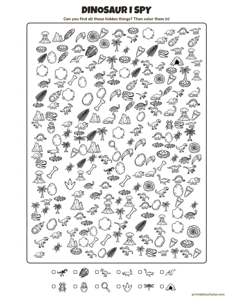Free Printable Dinosaur I Spy