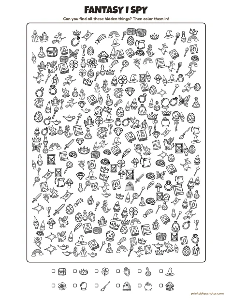 Free Printable Fantasy I Spy