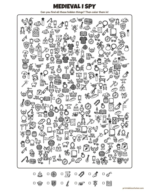 Free Printable Medieval I Spy