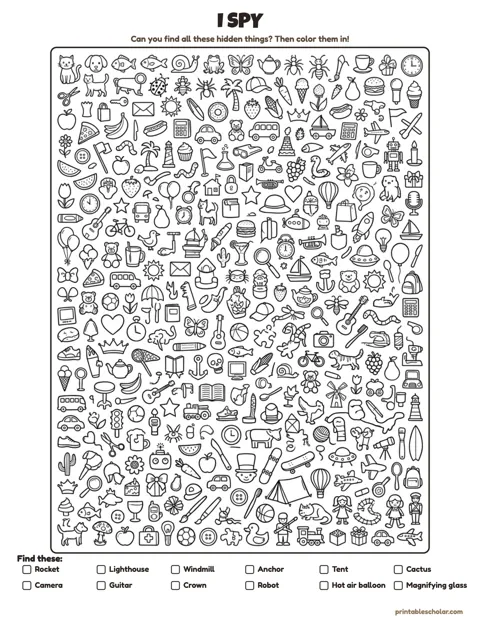 Free Printable I Spy for Kids