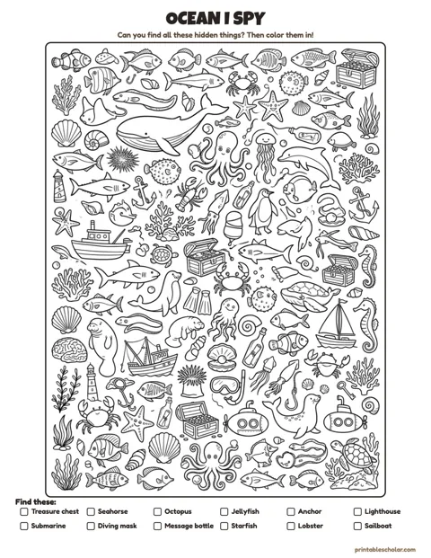 Free Printable Ocean I Spy
