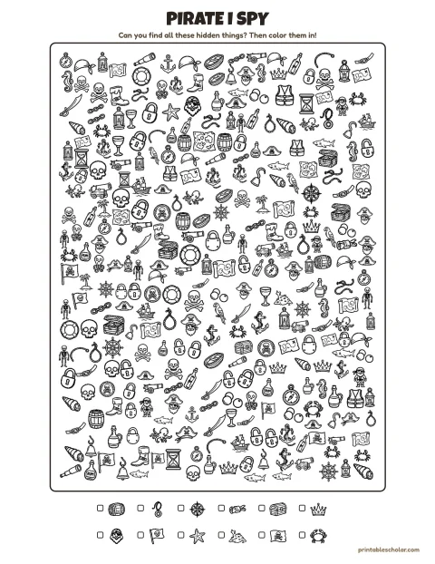 Free Printable Pirate I Spy