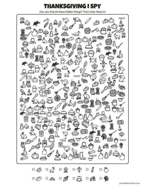 Free Printable Thanksgiving I Spy