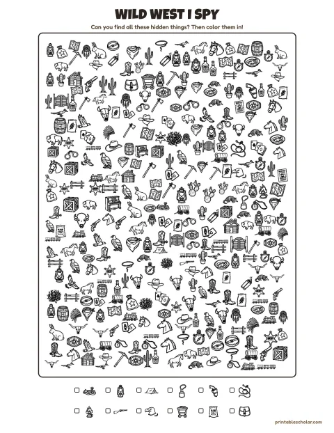Free Printable Wild West I Spy