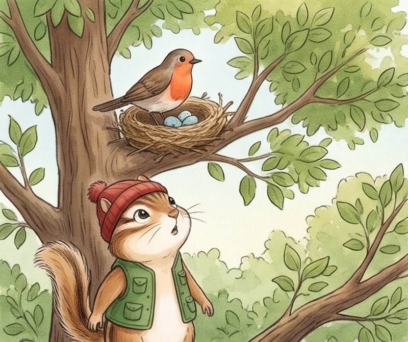 Who Lives Here?, page 1: A bird lives in a nest.
