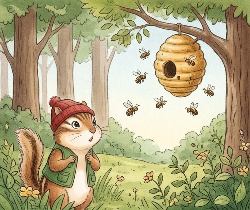 Who Lives Here?, page 2: A bee lives in a hive.