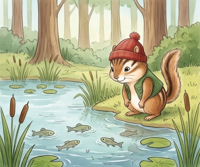Who Lives Here?, page 3: A fish lives in a pond.