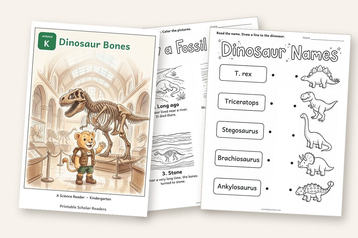 Dinosaurs worksheets and reader
