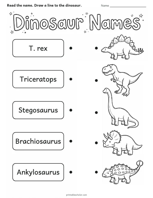 Dinosaur Names worksheet preview