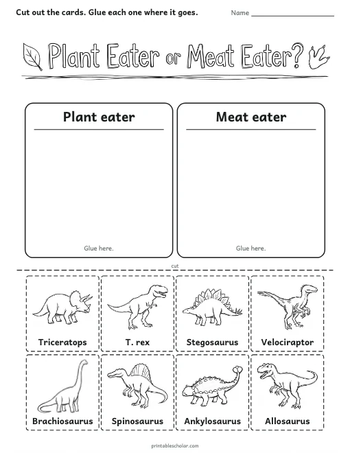 Plant Eater or Meat Eater? worksheet preview