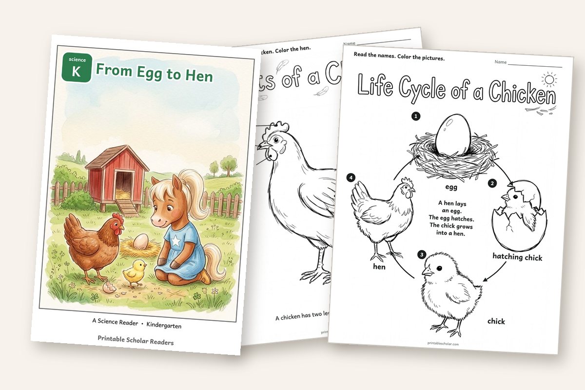 Life Cycle of a Chicken worksheets and reader