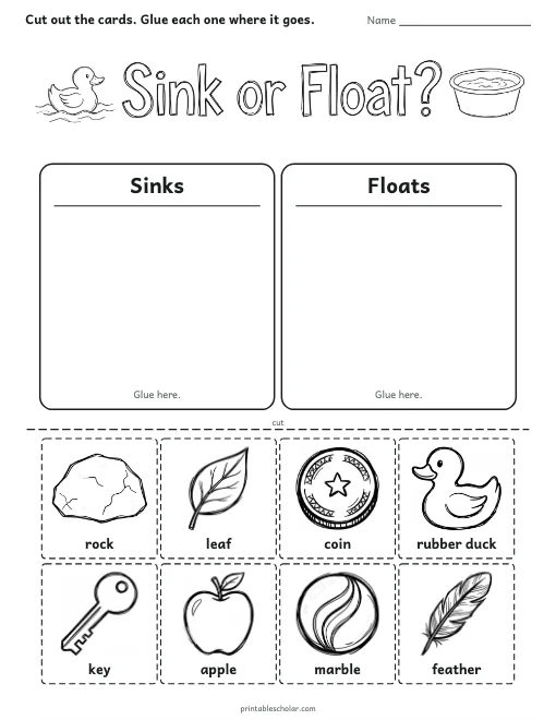 Sink or Float? worksheet preview