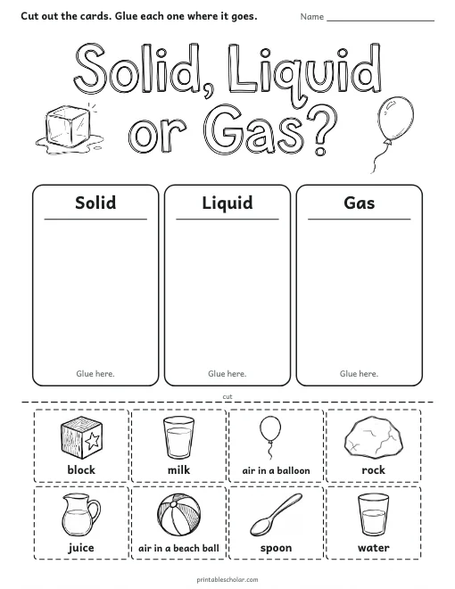Solid, Liquid or Gas? worksheet preview