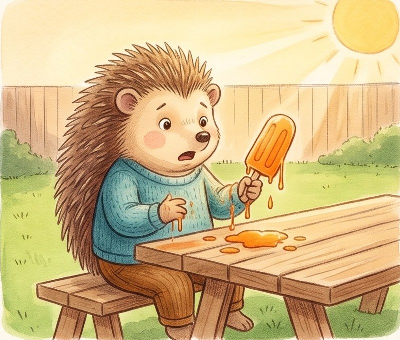 Ice Pop Day, page 3: Drip! It melts.