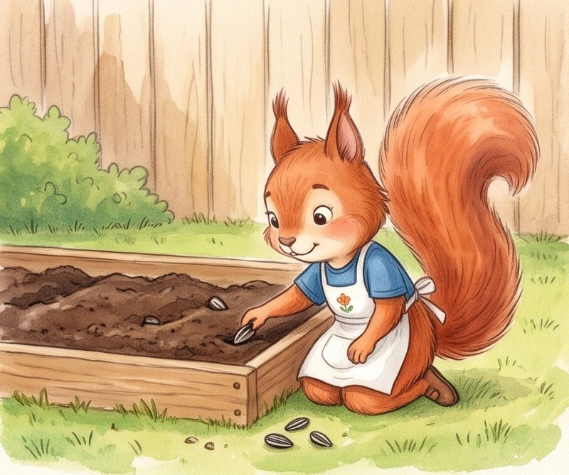 The Little Seed, page 1: Kate plants a seed.