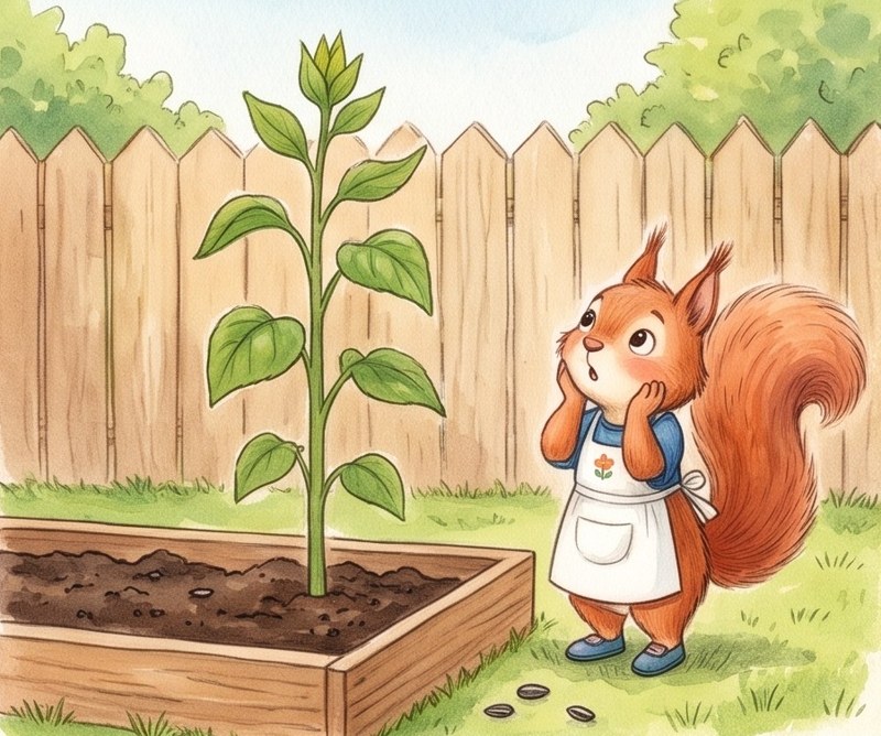 The Little Seed, page 4: The plant grows and grows.