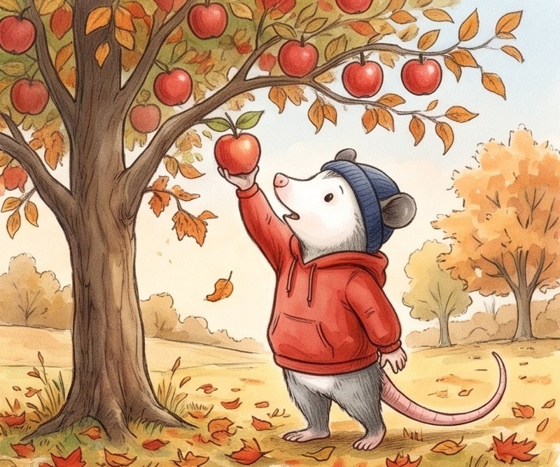 Apples and Pumpkins, page 3: Now the tree has apples!
