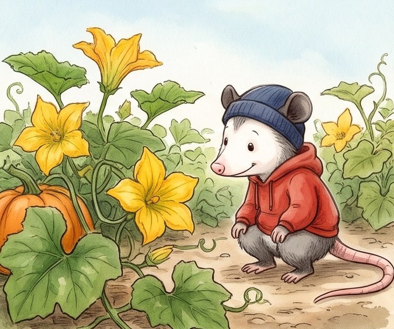 Apples and Pumpkins, page 4: Look at the pumpkin vine.