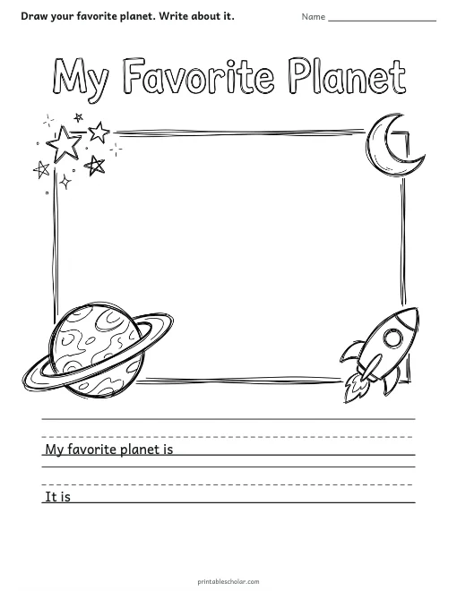 My Favorite Planet worksheet preview