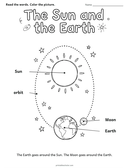 The Sun and the Earth worksheet preview