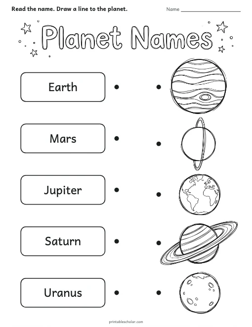 Planet Names worksheet preview