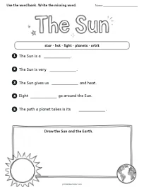 The Sun worksheet
