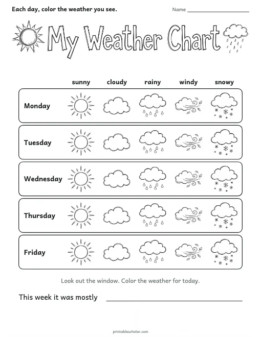 My Weather Chart worksheet preview