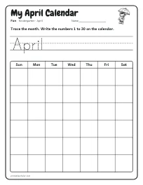 My April Calendar worksheet